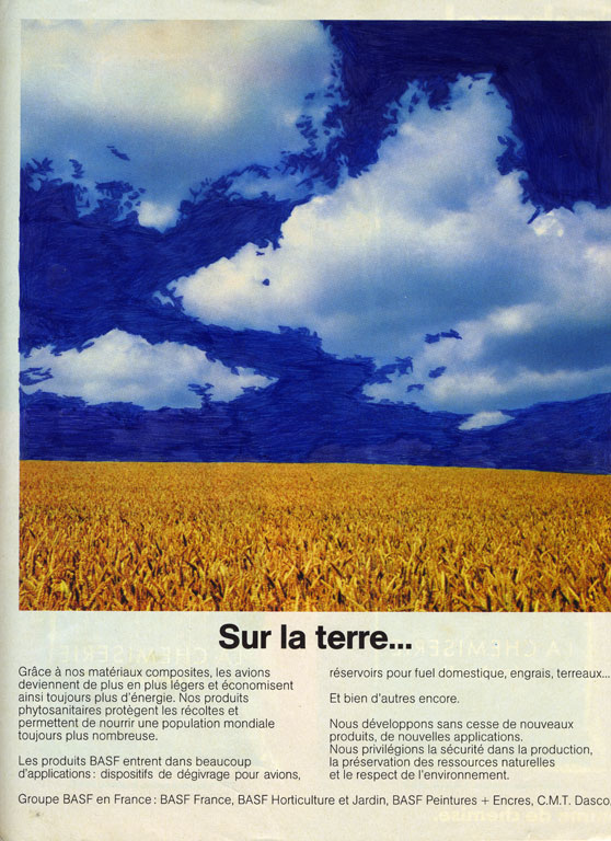 Claude Closky, ‘Untitled (Sur la terre…)’, 1992, blue ballpoint pen on printed matter, 30 x 22,5 cm.